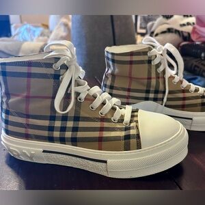 Burberry Checkered High-Top Sneakers